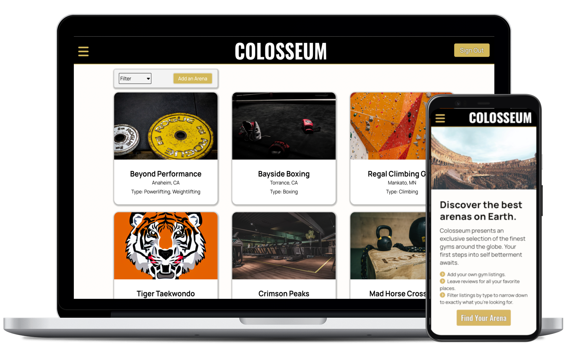 mock up image of colosseum on a laptop and smart phone